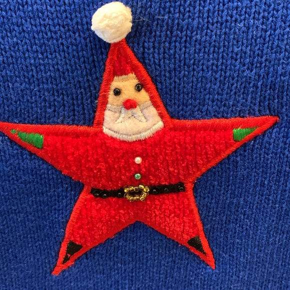 Vintage Jack B. Quick Patriotic Santa Christmas Sweater 🎄💙❤️ - Picture 3 of 6